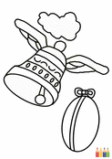 Cloche de P&acirc;ques et &oelig;uf festif &agrave; colorier